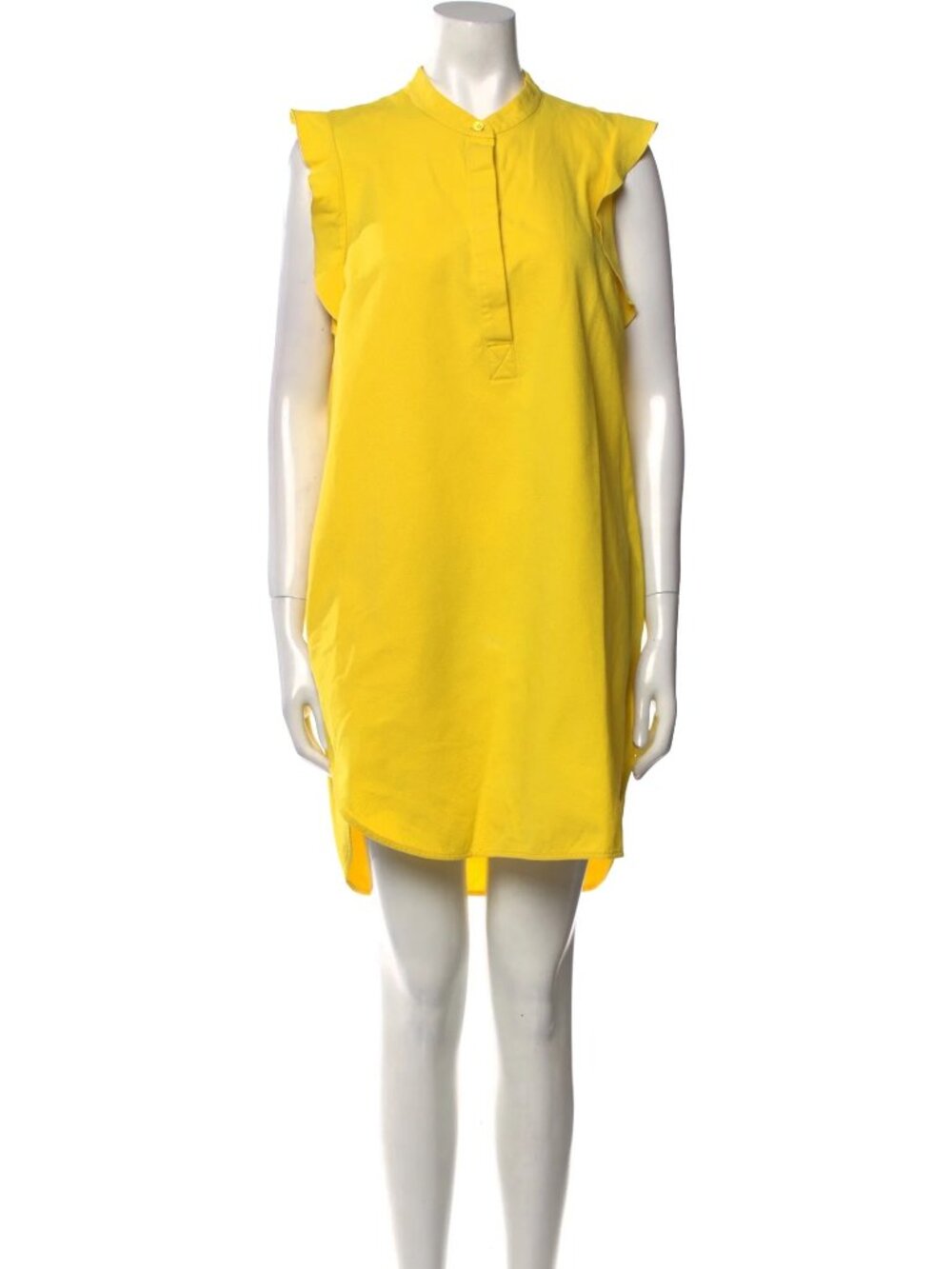 Stella McCartney Yellow Cotton Mock Neck Ruffle Dress Women M